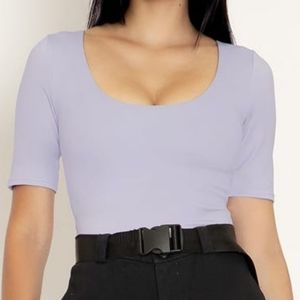 Blackmilk Matte Lavender Scoop Short Sleeve Crop Top, size XXL
